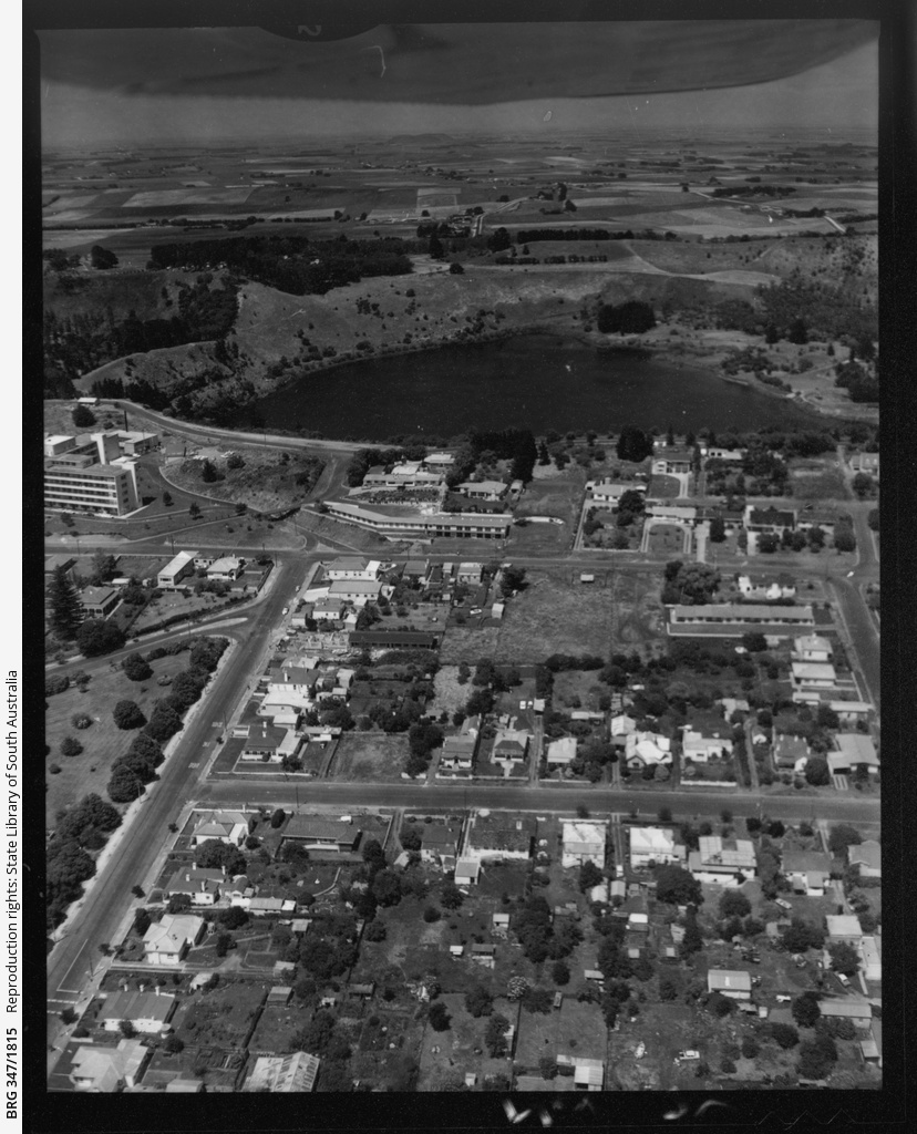 Aerial view of Mount Gambier and the Lakes • Photograph • State Library