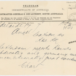 Telegram reporting the Kaiser's abdication