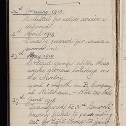 Diary of Private Eric Le Cornu of 10th Battalion