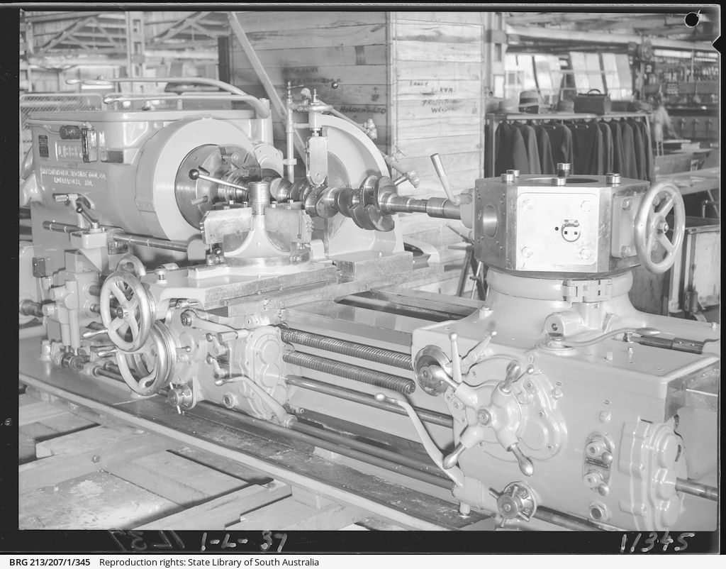 Libby Turret Lathe Diesel Crankshaft Photograph State Library