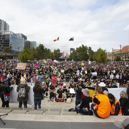 Crowd at the Adelaide Women's March 4 Justice protest, Tarntanyangga / Victoria Square