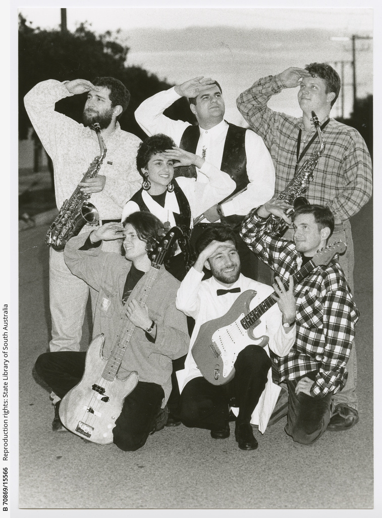 Destination Anywhere band members (left to right rear) Mark Ferrareto