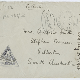 Letter from Ross Smith during World War I to his mother, Palestine