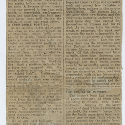Letter from Ross Smith in Egypt camp during World War I to his mother, and Battle of Maghdaba clipping