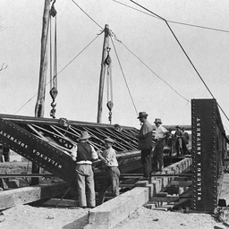 Construction work on a railway bridge