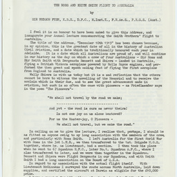 '10th December 1919' by Sir Hudson Fysh, K.B.E., D.F.C., M.Inst.T., F.R.G.S. (Aust).
