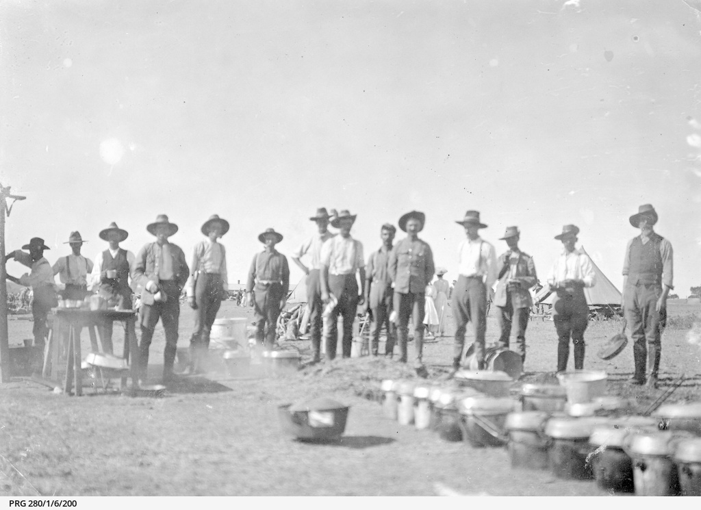 Soldiers at the camp cookhouse • Photograph • State Library of South Australia