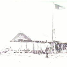 Flag pole and shelter at the Teetulpa gold field