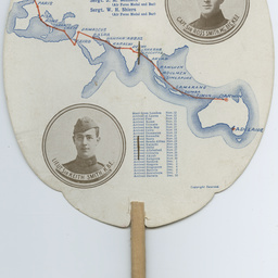 Hand fan commemorating the first England-Australia flight.