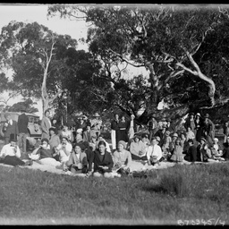 Gathering on the grass.