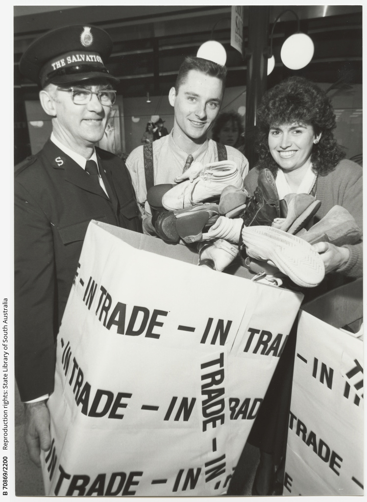 Salvation Army Shoe Tradein. Shoes traded in at shoe stores are donated to the Salvation Army