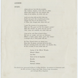 Service leaflet commemorating the 20th Anniversary of the landing at Darwin by Sir Ross Smith.