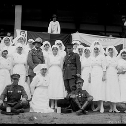 Group of nurses and army officers