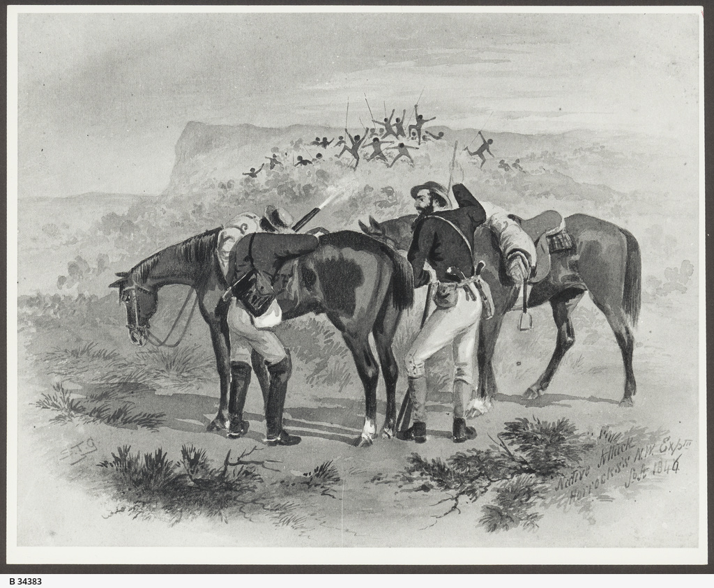 Thumbnail image for 458 | SLSA B 34383 | Native Attack, Horrocks N.W. Expedition, South Australia (AGSA 0.1255)