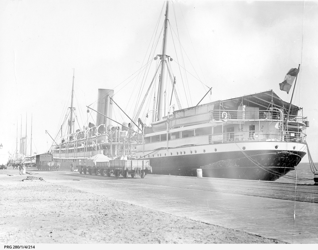 Ocean steamers at Outer Harbor wharf • Photograph • State Library of