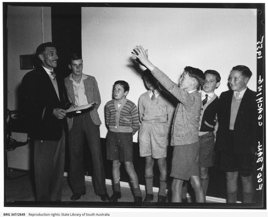 Football coaching • Photograph • State Library of South Australia