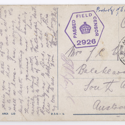 Postcard of soldier carrying dead eagles.
