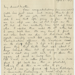 Letter from Ross Smith in World War I camp, Egypt, to his mother