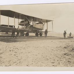 Armed guard around Vickers Vimy at Basra