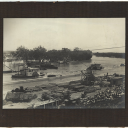 View of the uncompleted Lock 3 with P.S. 'Success', P.S. 'Canally', P.S. 'Renmark'