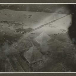 Aerial view of pyramids.