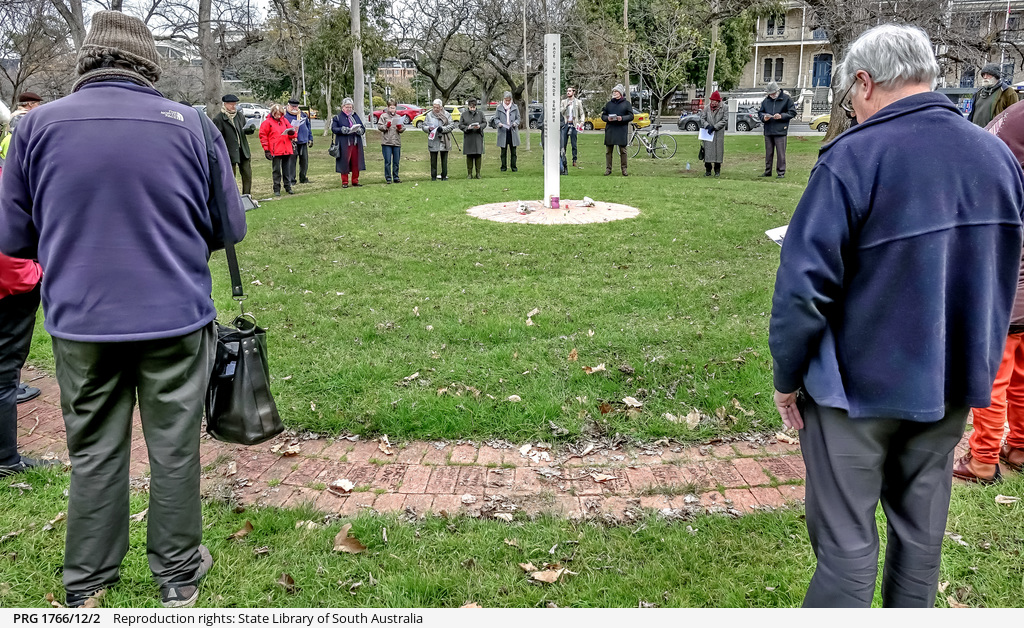 Circle of attendees at the Vigil for the Victims of the Atomic Bombs of