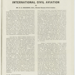 'Australia's contribution to the development of international civil aviation' by D.G. Anderson, C.B.E.