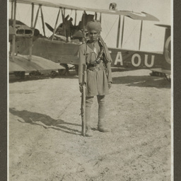 Soldier by the Vickers Vimy.
