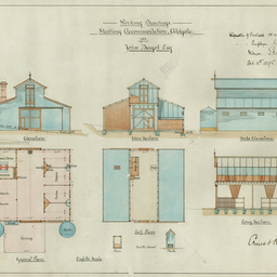 Plans of external buildings and garden features at 'Forest Lodge', Aldgate