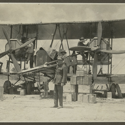 Repairing the Vickers Vimy.