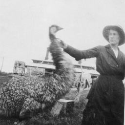 Woman with emu