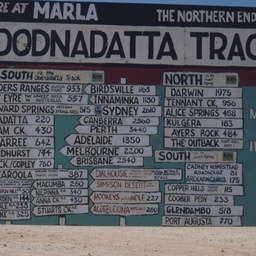 Sign board at the Oodnadatta track.