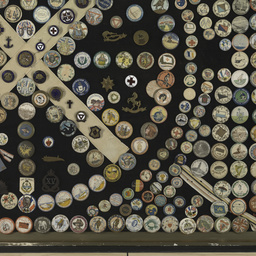 Framed collection of World War I badges