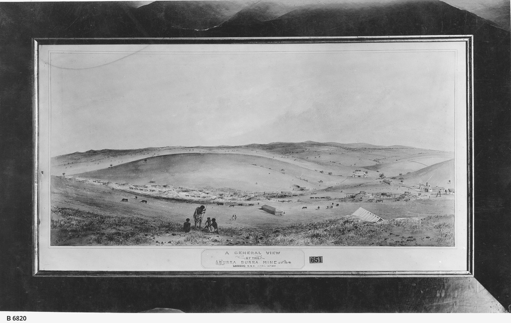 Thumbnail image for A General View of the Burra Burra Mine, looking N.N.E., April 12th 1847 (SLSA B 6820) | AGSA 0.651