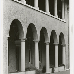 Columns and arches at the Sacred Heart Catholic Church Administration Block on Port Road at Hindmarsh. 3rd March 1988. 