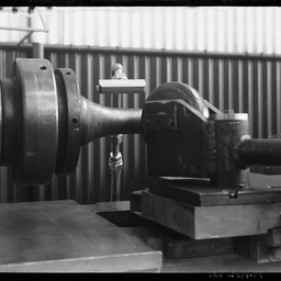 Spinning lathe at British Tube Mills, Kilburn.