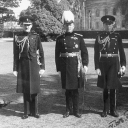 Governor, Sir Willoughby Norrie, with Aide-de-Camp, Captain Richardson and Aide-de-Camp, Captain Farebrother