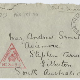 Letter from Ross Smith in Egypt camp during World War I to his mother