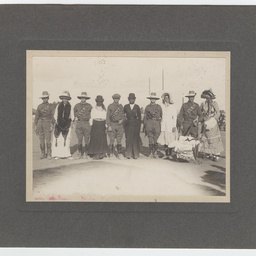 Soldiers dressed as women.