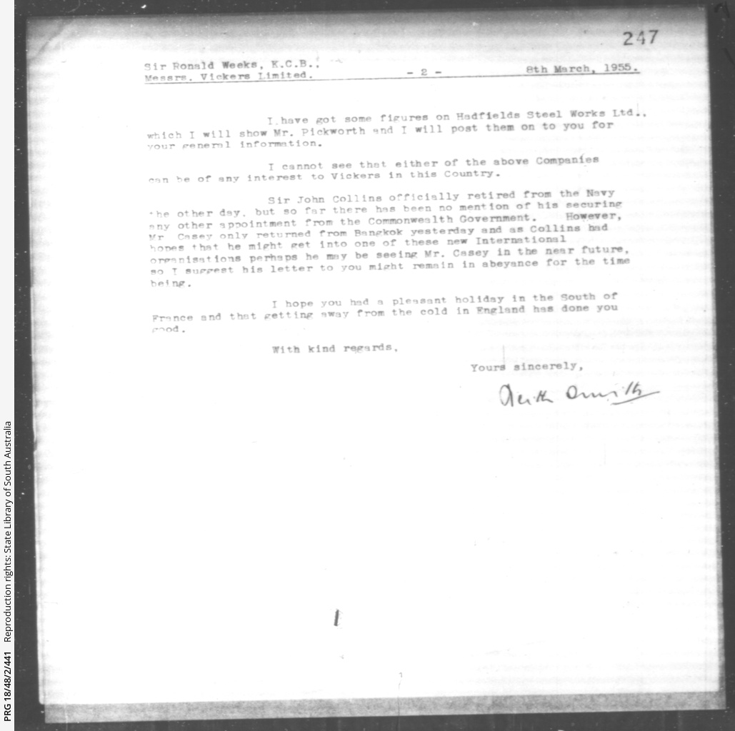 VickersArmstrongs records relating to Keith and Ross Smith