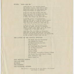 Service leaflet commemorating the 25th Anniversary of the landing at Darwin by Sir Ross Smith.