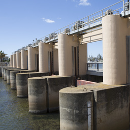 The Patawalonga barrage, Glenelg, South Australia