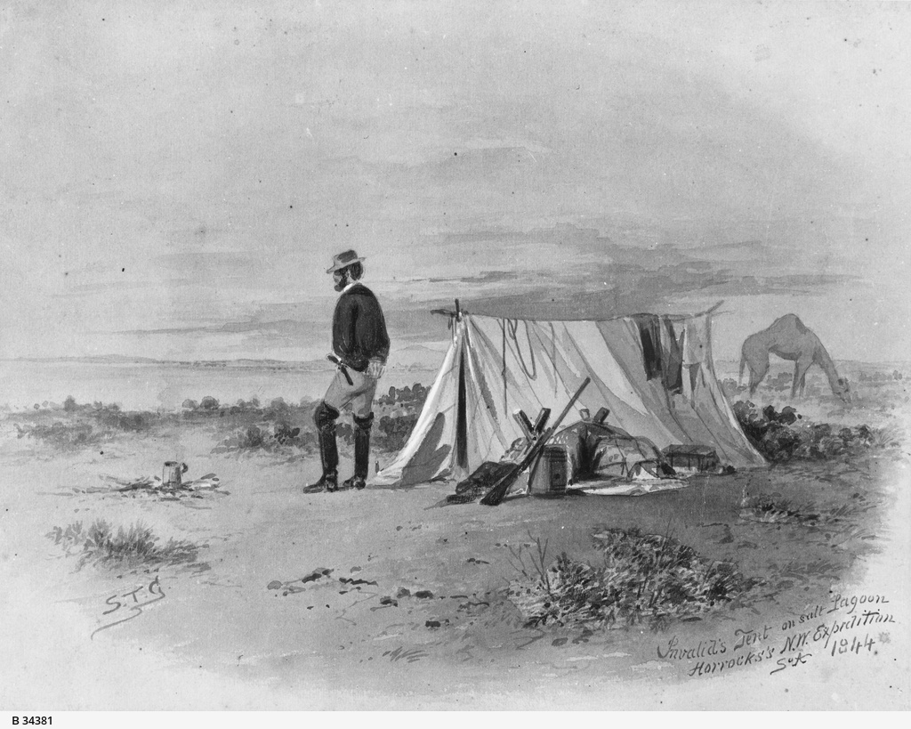 Thumbnail image for Invalid's Tent on salt Lagoon, Horrocks's N.W. Expedition, South Australia (AGSA 0.1256) | SLSA B 34381