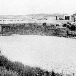 View of Salt Creek on the Coorong with road bridge and the Coorong Cafe