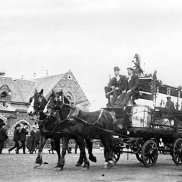 A horse drawn wagon on Labor Day in Adelaide, South Australia