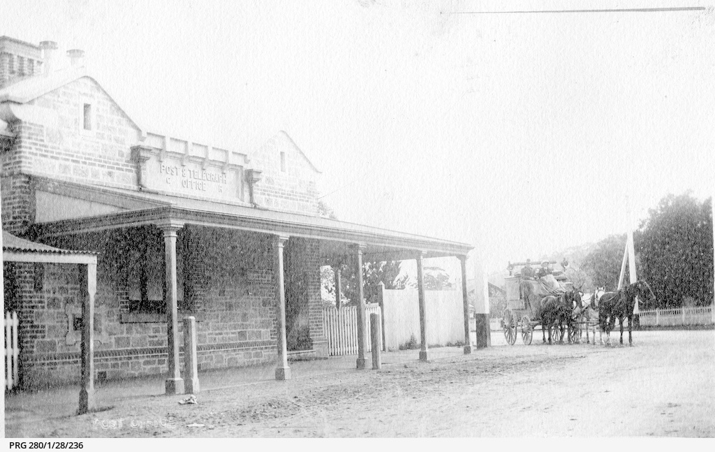 The mail coach arriving at Yankalilla post office • Photograph • State
