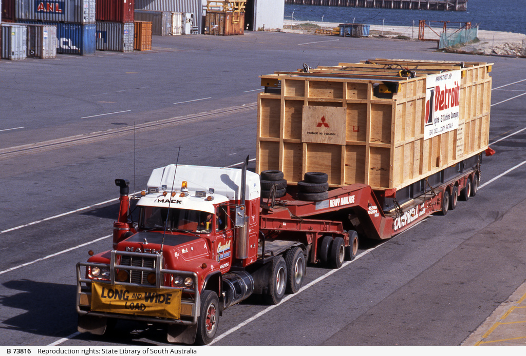 Campbell's heavy haulage Mack truck at Outer Harbor, Port Adelaide