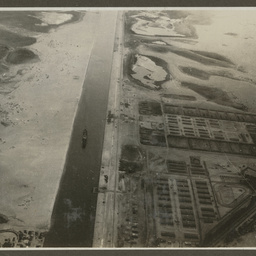 Aerial view of the Suez Canal.