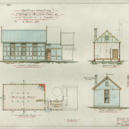 Plans of external buildings and garden features at 'Forest Lodge', Aldgate