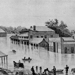 High Street in flood at Echuca in 1870